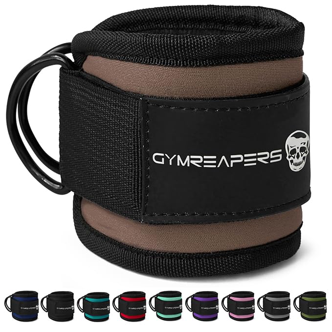 Gymreapers Ankle Straps (Pair) For Cable Machine Kickbacks, Glute Workouts, Lower Body Exercises - Adjustable Leg Straps with Neoprene Padding (Toffee, Pair)