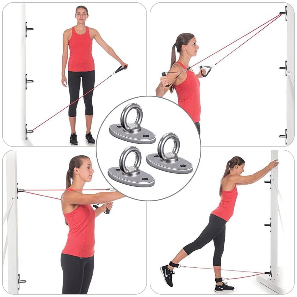 BeneLabel Wall Ceiling Mount Bracket for Suspension Strap Trainer, Stainless Steel, 2800lb Capacity, for Body Weight Strength Training, Aerial Yoga, Resistance Band, Battle Rope, Boxing, 3 Pack