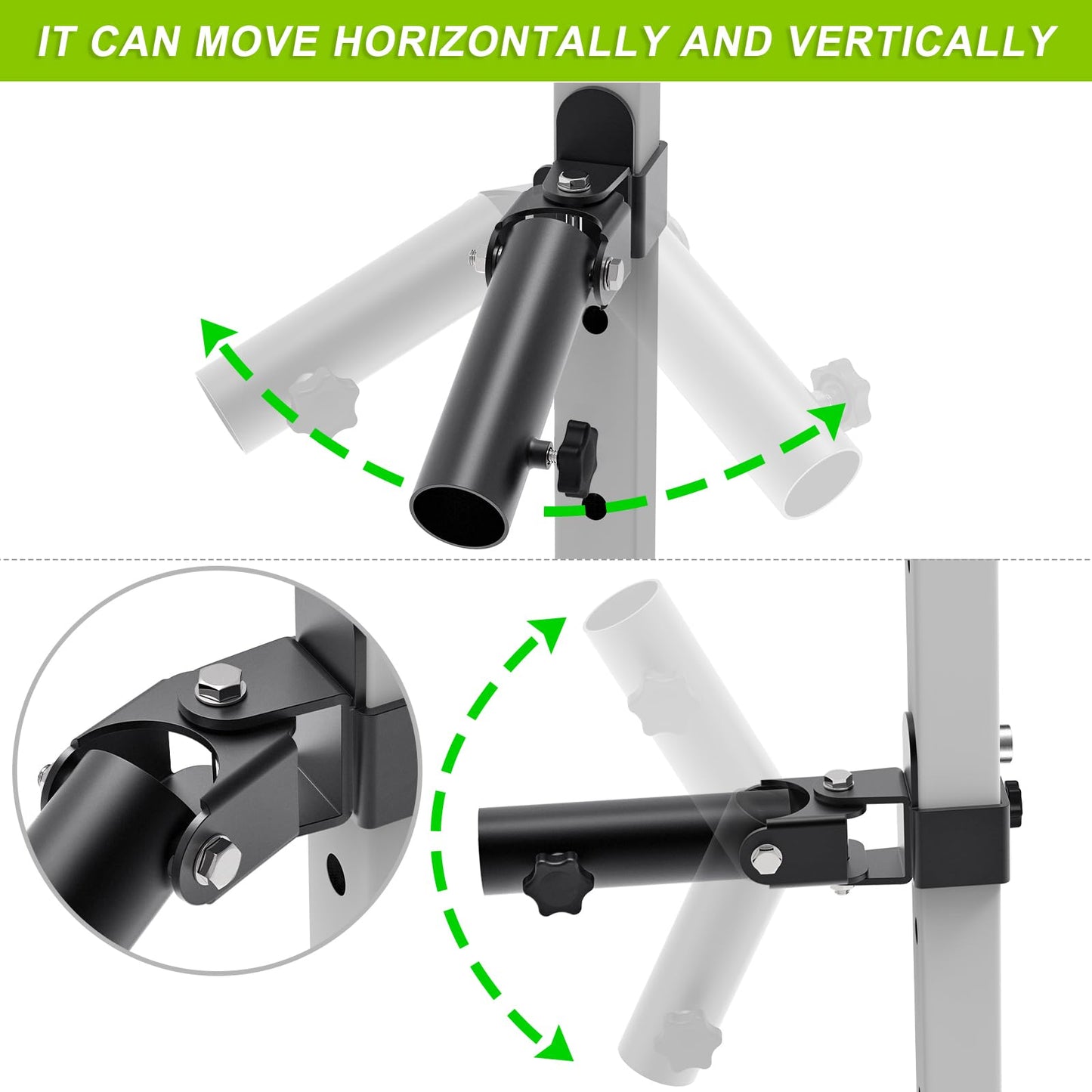SELEWARE T Bar Row Landmine Attachment for 2" x 2" Power Rack with 5/8" or 1" Hole, Power Cage Attachment for 2'' Barbell Free Swivel Heavy Duty Structure 600 lbs Capacity