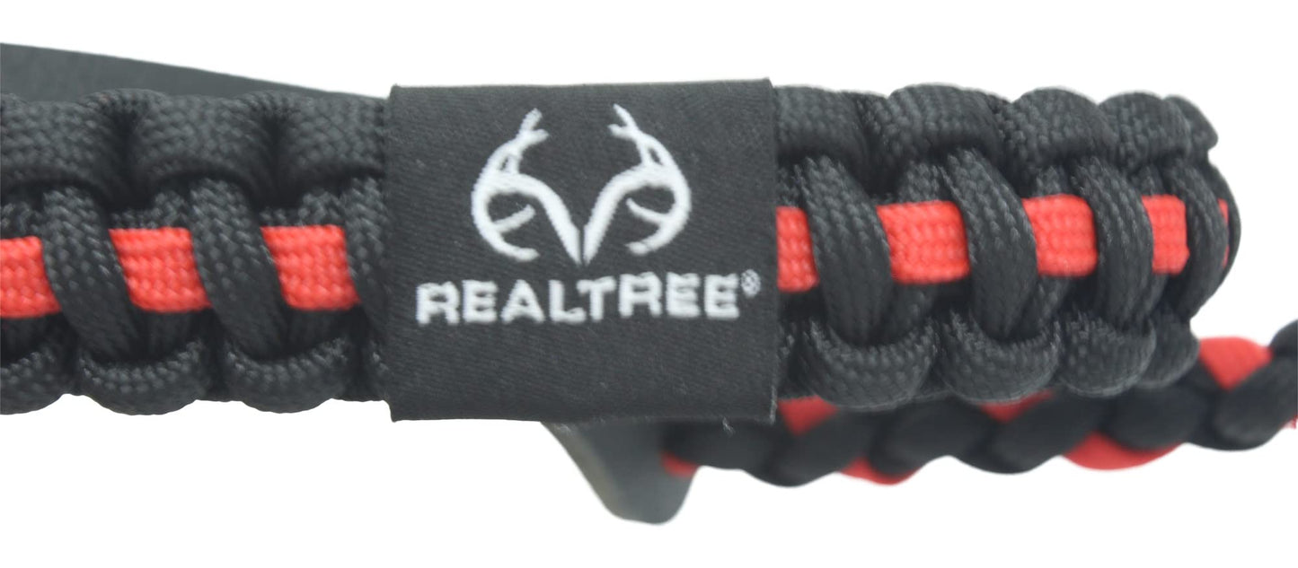 Ten Point Gear Realtree® Paracord Archery Bow Wrist Sling - 100% Full Grain Leather 550 Paracord (Thin Red Line)