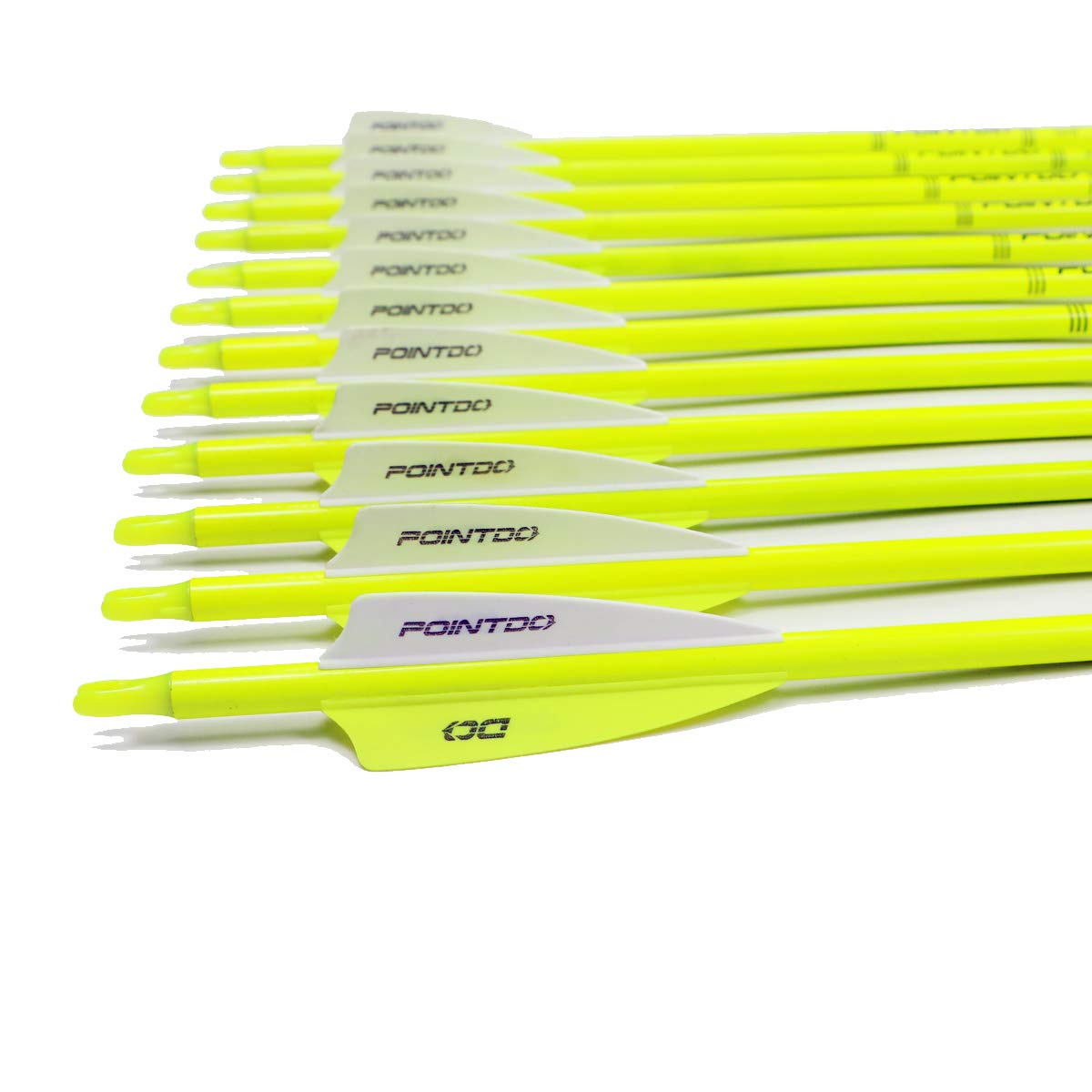 Pointdo 30inch Carbon Arrow Fluorescence Color Targeting and Hunting Practice Arrows for Compound Bow and Recurve Bow with Removable Tips (Fluorescein Yellow)