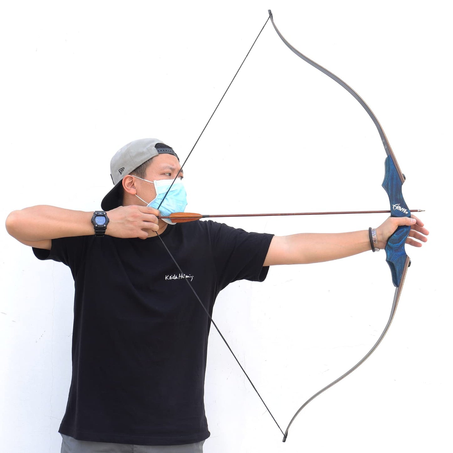 OBTOUTDOOR Black Hunter Original Takedown Recurve Bows for Adults Archery Recurve Bow Set 60" 20-60 lbs Right Hand for Outdoor Targets Practice Hunting Training Competition (Blue-40lbs)
