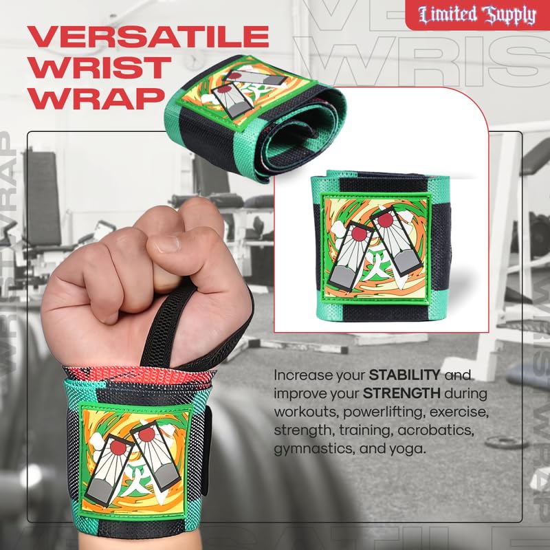 Anime Wrist Wraps 2 Pairs Bundle - 24" Lifting Straps for Men and Women - Gym Accessories Support Weightlifting, Powerlifting, Strength Training, Workout (Duo C)