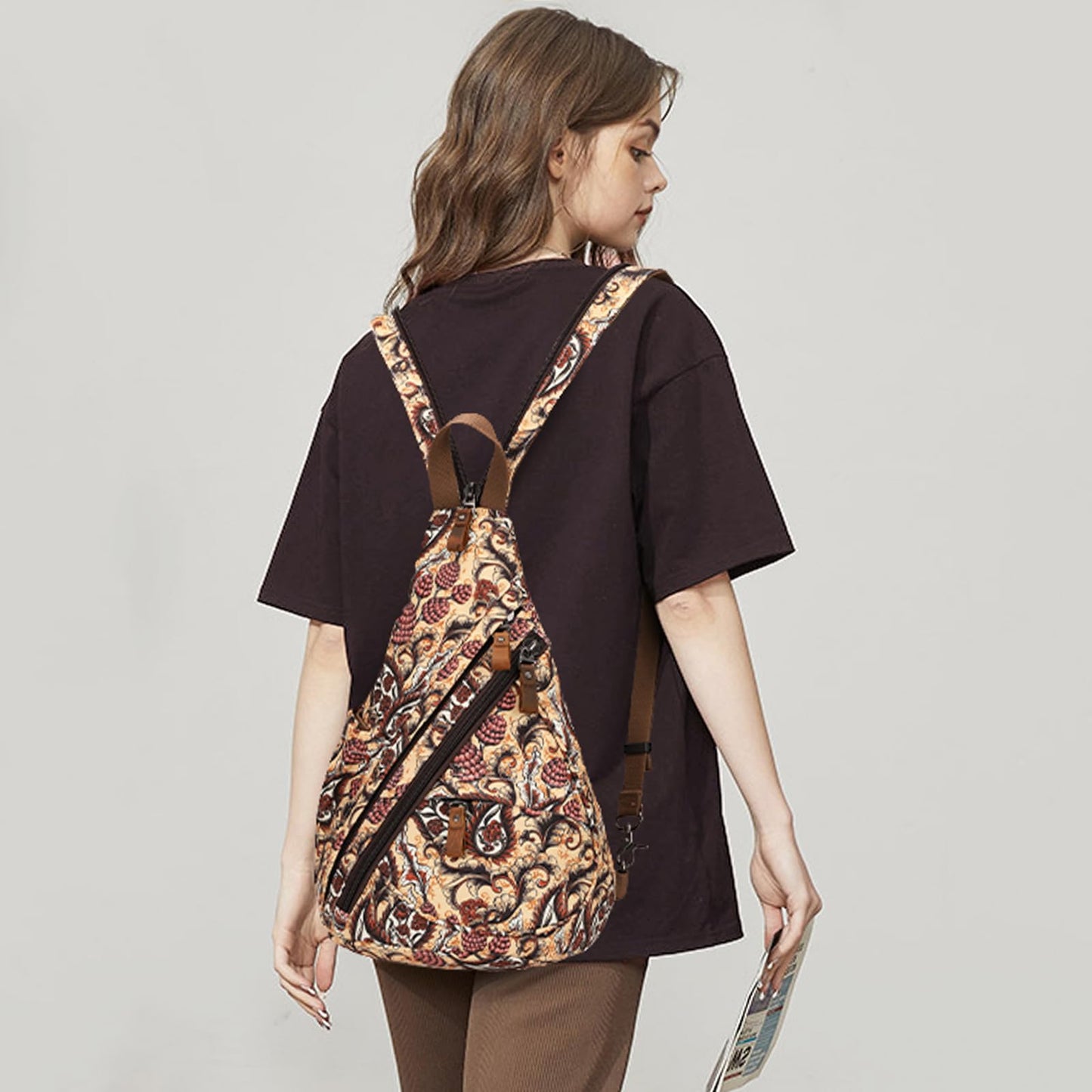 KL928 Canvas Sling Bag - Small Crossbody Backpack Shoulder Casual Daypack Rucksack for Men Women