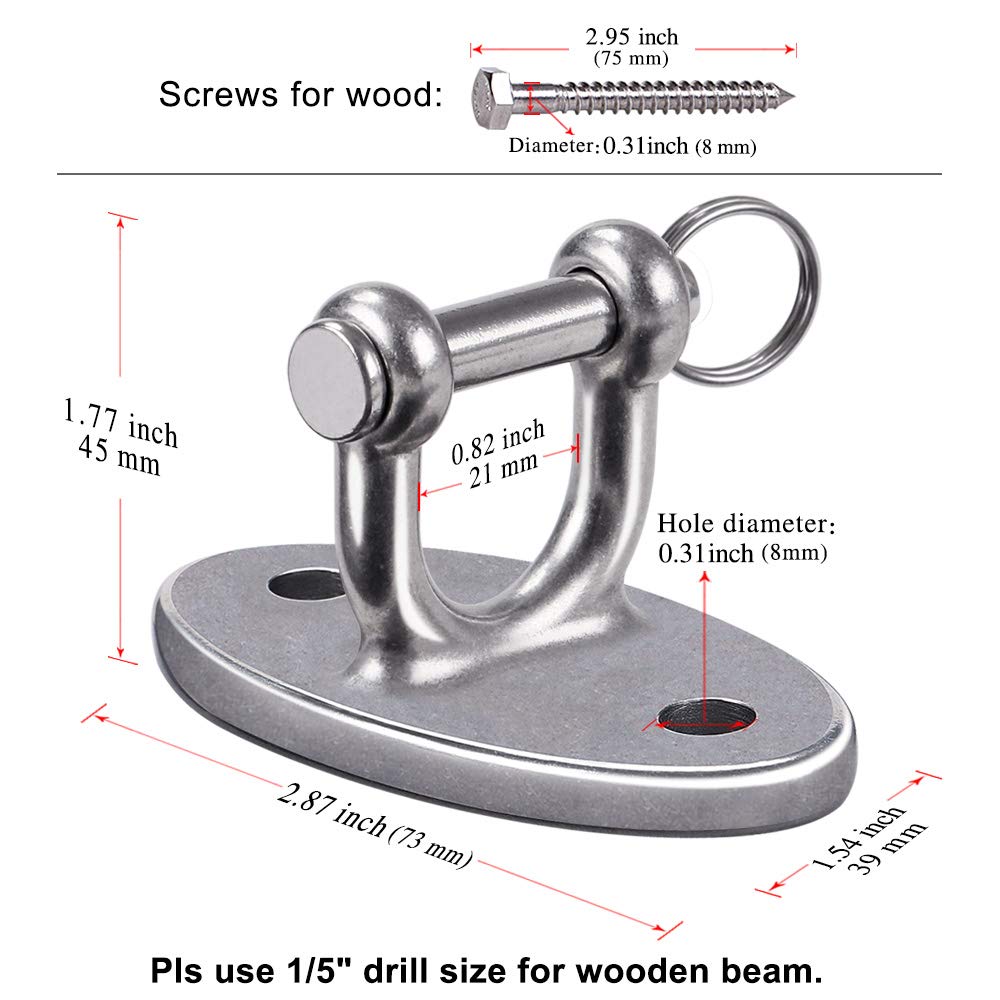 BeneLabel Wall Ceiling Mounts for Suspension Training - Heavy Duty Stainless Steel Brackets for Yoga Swing, Hammock, Resistance Band, Battle Rope - Indoor & Outdoor Use - Set of 2 with Screws