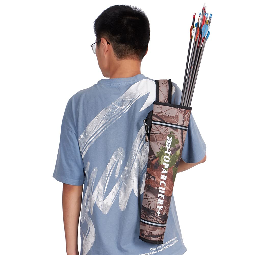 TOPARCHERY Arrow Quiver Holder Hip | Large Capacity Arrow Backpack Bag Compound Recurve Bow Practice Target Nylon Arrow Bag Quiver Suitable for Youth and Adults (Camo)