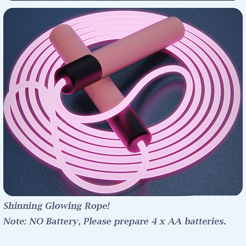 Glowing Jump Ropes Skipping Rope for Kids Develop Children's Sports Interest Men Women Fitness Exercise Indoors Outdoors Cool LED Light Rope Adjustable Jumping Rope Pink