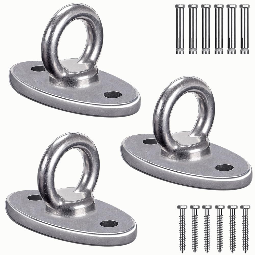 BeneLabel Wall Ceiling Mount Bracket for Suspension Strap Trainer, Stainless Steel, 2800lb Capacity, for Body Weight Strength Training, Aerial Yoga, Resistance Band, Battle Rope, Boxing, 3 Pack