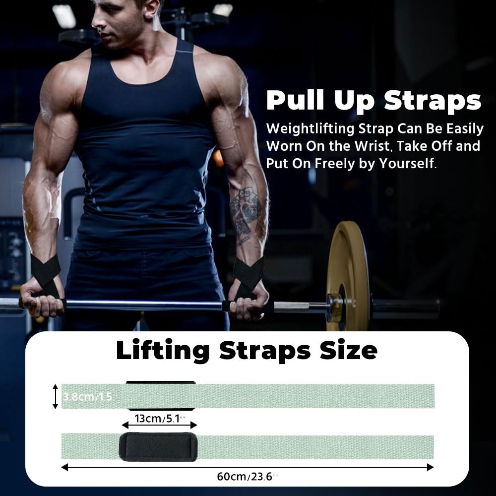 Lifting Straps, Weightlifting Straps, Deadlift Straps with Padded Neoprene for Power Lifting, Bodybuilding, Gym Workout, Strength Training & Fitness Workout - Green