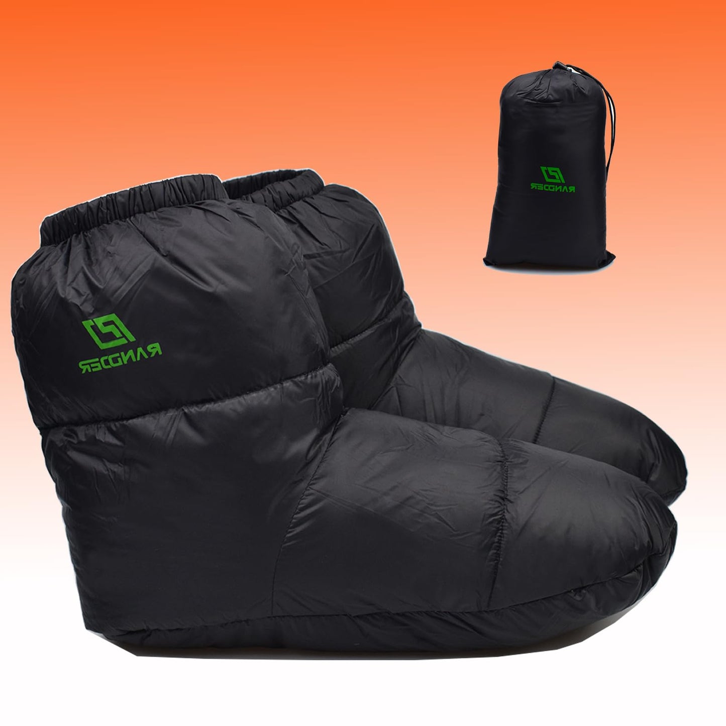 AUDIFU Down Booties Warm Socks Ultralight Sleeping Sock for Camping, Backpacking - Camp Sleeping Bag Tent Down Foot Warmer for Men & Women (Black, Medium)