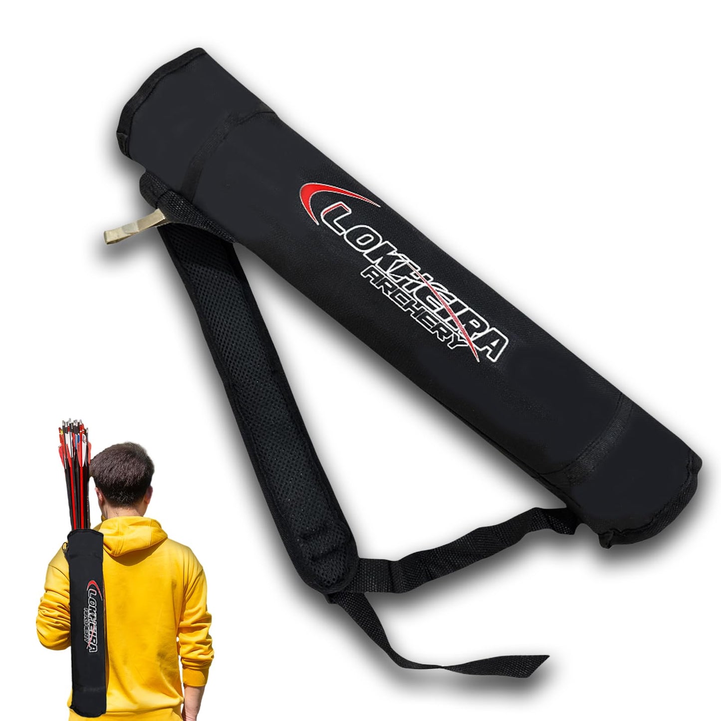 Arrow Quiver, Archery Lightweight Back Arrow Quiver Dual Use Foldable Compact Hip Arrows Bag for Recurve Bow Compound Target Practice Nylon Arrow Bag(Black)