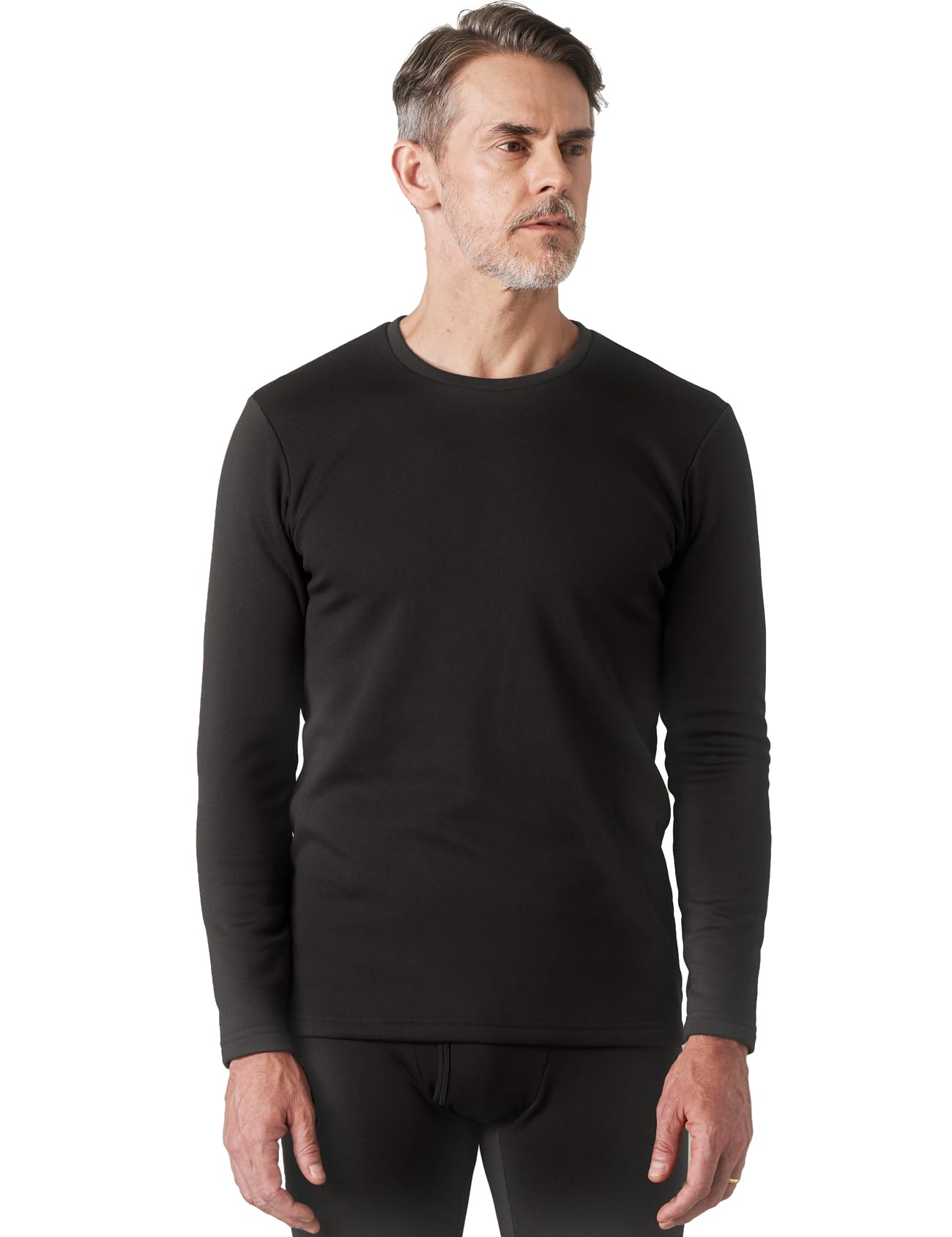 LAPASA Men's Thermal Underwear Top Crewneck Long Sleeve Shirt Base Layer Heavyweight Winter Thermoflux 300 M26 Medium Black