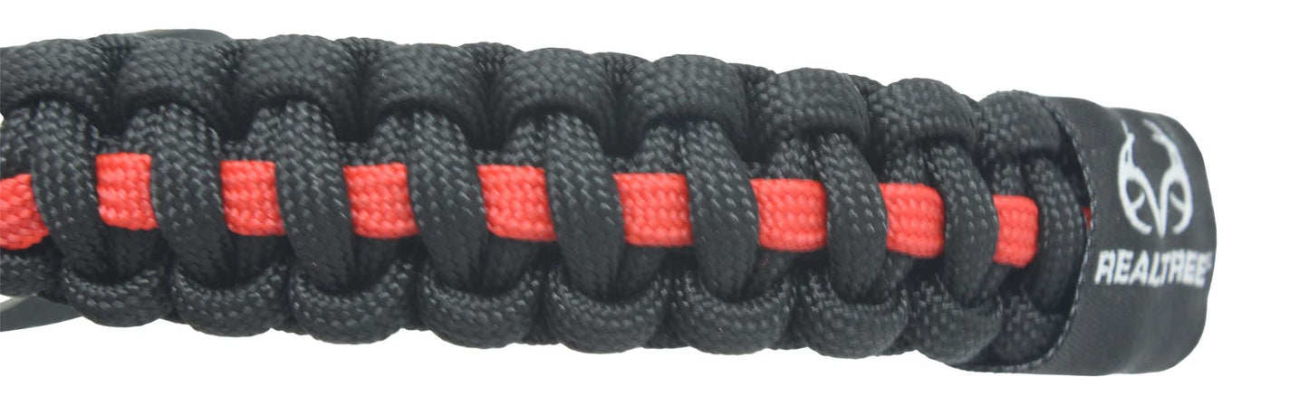 Ten Point Gear Realtree® Paracord Archery Bow Wrist Sling - 100% Full Grain Leather 550 Paracord (Thin Red Line)