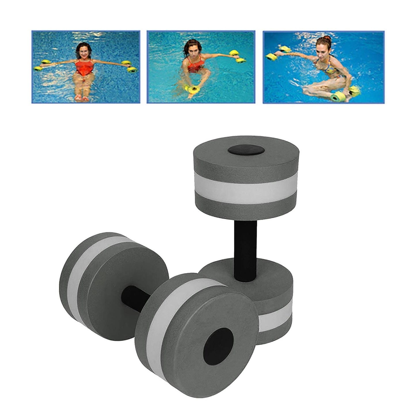 Lagukka Aquatic Dumbbell Set, 2PCS Water Dumbells Pool Resistance Fitness Equipment Foam Aerobics for Weight Loss Gray