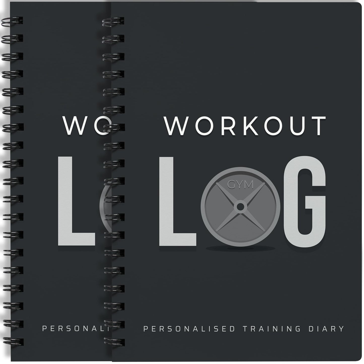 Workout Log Gym Workout Planner for Daily Fitness Tracking & Goals Setting - 2 Pack, A5 Size, 6” x 8”, Charcoal Gray - Men & Women Home & Gym Training Diary - Log Book Journal