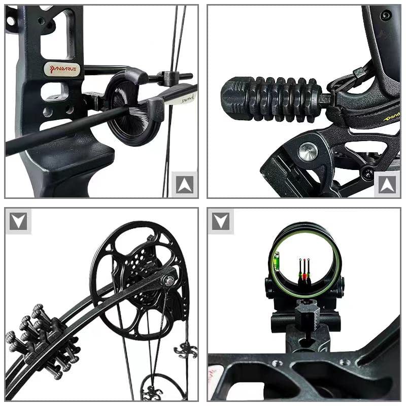 PANDARUS Compound Bow Set 15-45lbs for Pull Beginner and Teens Right Handed Adjustable 18"-29" Draw Length, 320 FPS Speed, Hunting Bow Archery Set New 2024(Black Right Handed)