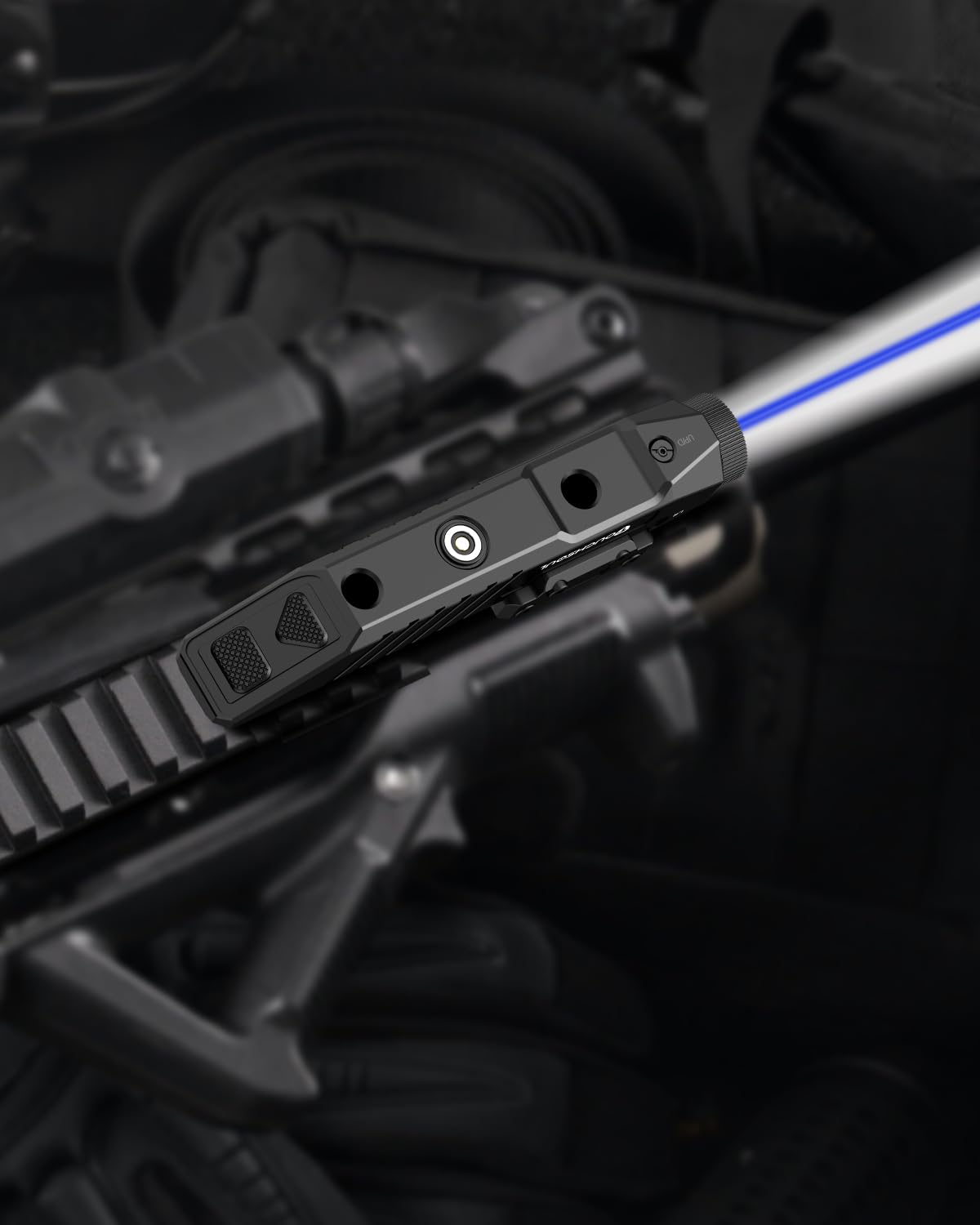 TOUGHSOUL Mlok Picatinny 2 in 1 Tactical Flashlight with Blue Laser Sight Combo, Body Material Polymer 1450 Lumen Light with Rechargeable Battery (Blue Laser)