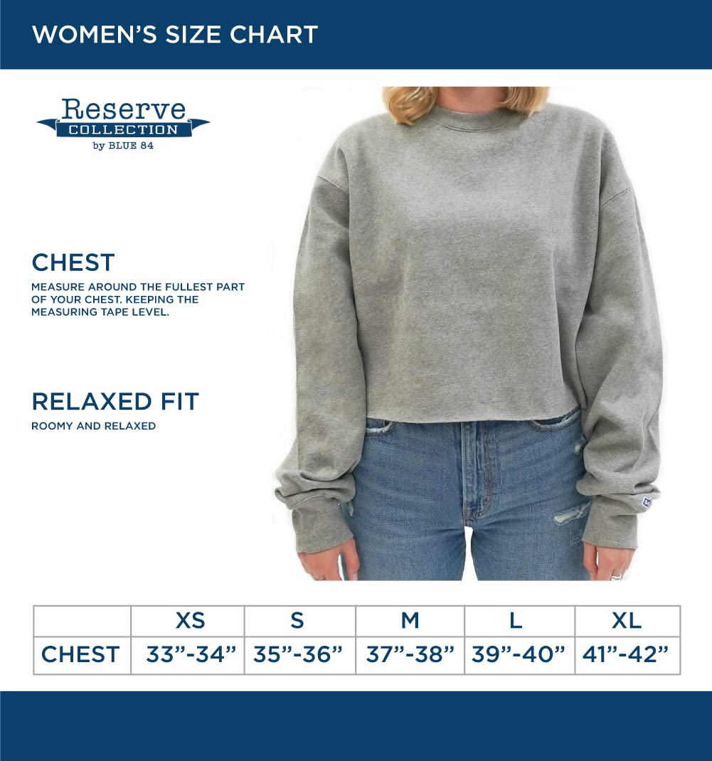 Blue 84 Women's Standard NCAA Officially Licensed Crop Crewneck Sweatshirt Vintage Arch Over White, Medium