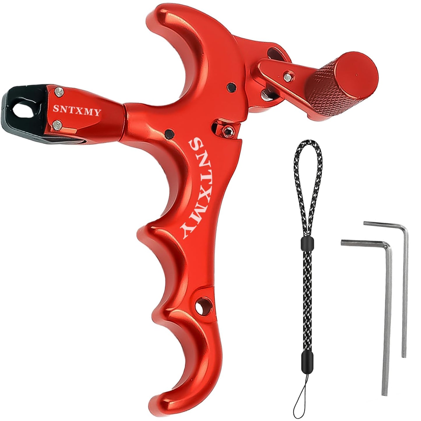 sntxmy Bow Release for Compound Bow, Archery Release Trigger, Compound Bow Release, Thumb Release. (4 Finger Bow Release, Red)