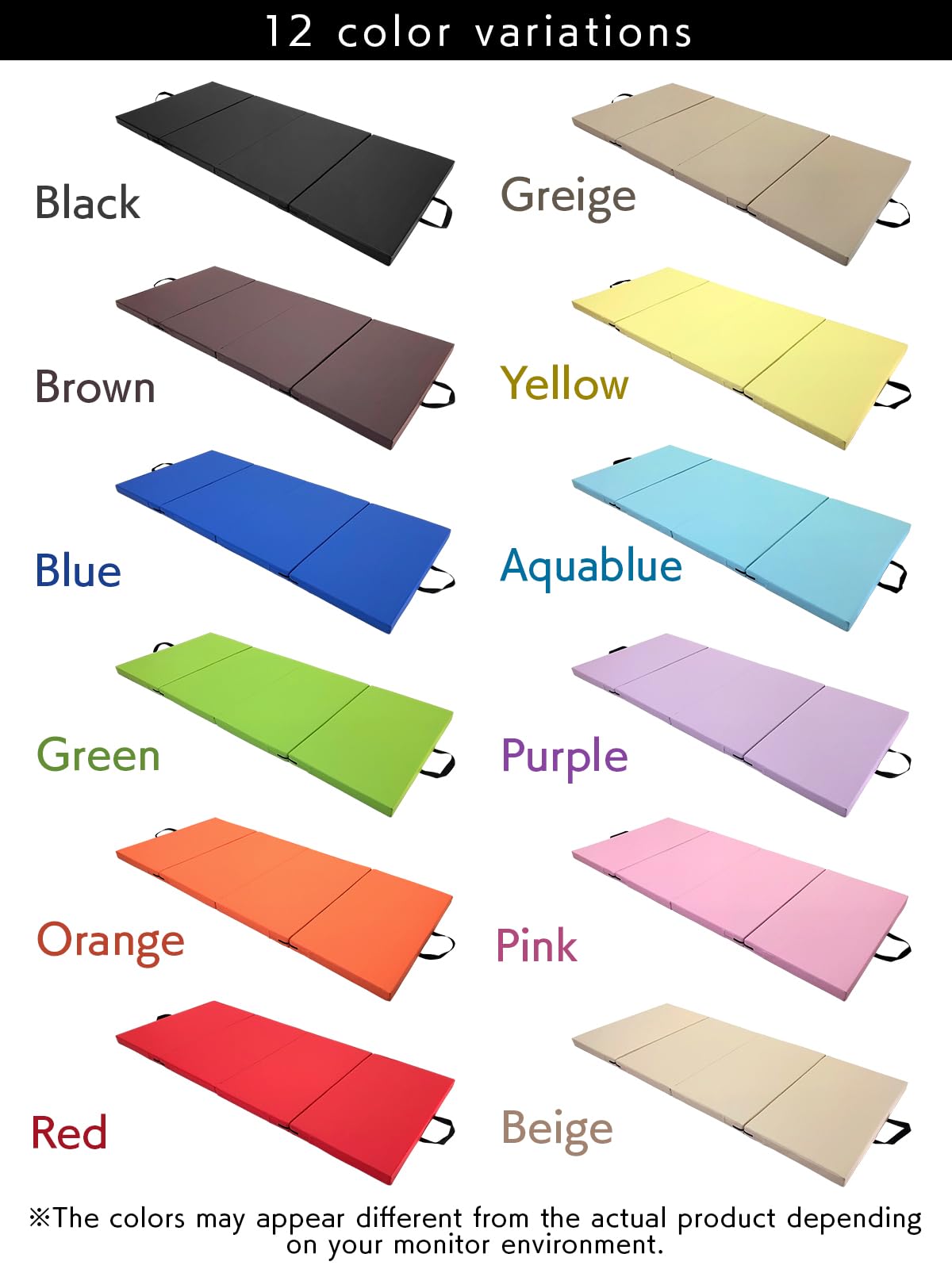 KaRaDaStyle Gymnastics Mat 4-Folding Stretch Mats 71"x31"x2" Exercise Muscle Training Children Play Horizontal Bar Mat Yoga Sports Soundproof Home Use (Beige/4-fold)