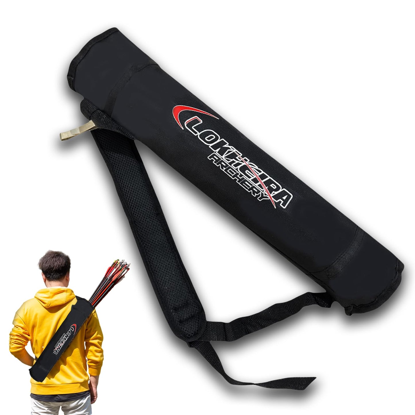 Arrow Quiver, Archery Lightweight Back Arrow Quiver Dual Use Foldable Compact Hip Arrows Bag for Recurve Bow Compound Target Practice Nylon Arrow Bag(Black)
