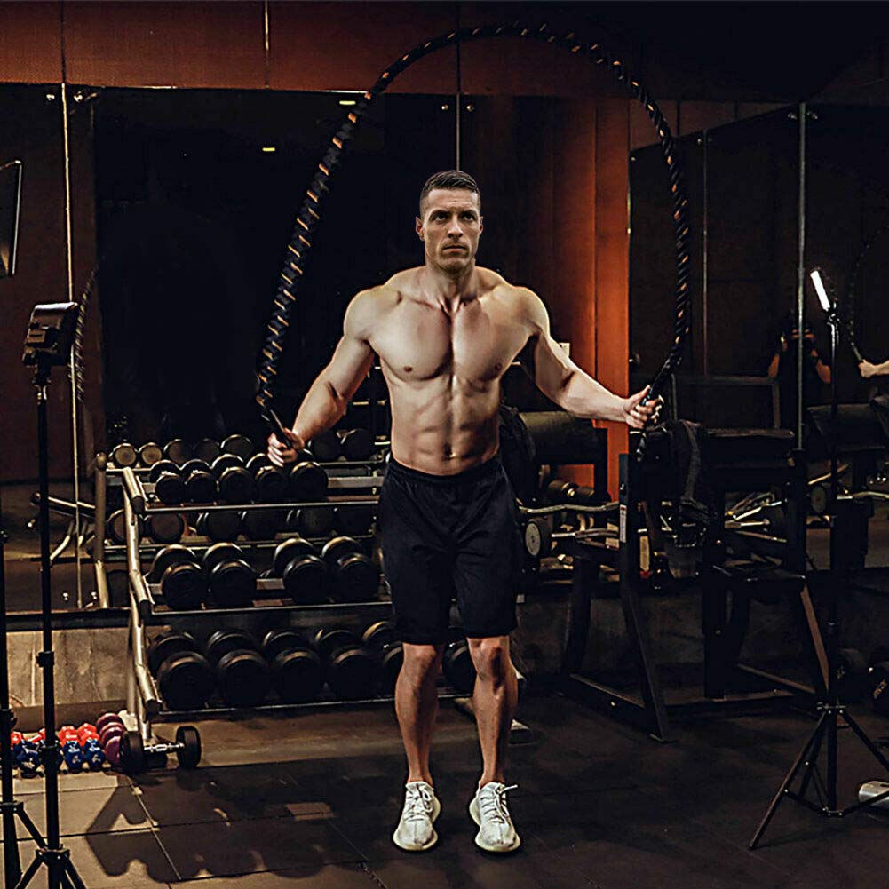 Heavy Jump Ropes for Fitness 2LB, Weighted Adult Skipping Rope Exercise Battle Ropes for Men & Women, Total Body Workouts, Power Training in Gym to Improve Strength and Building Muscle(9.2 ft)