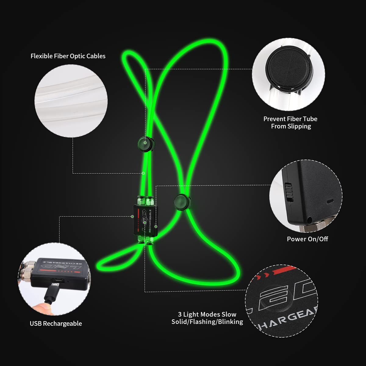 LED Reflective Vest, LED Reflective Running Vest Lights for Runners, Safety USB Rechargeable Running Vest for Men/Women, Three Light Modes, Waterproof LED Light Vest for Running, Cycling or Walking
