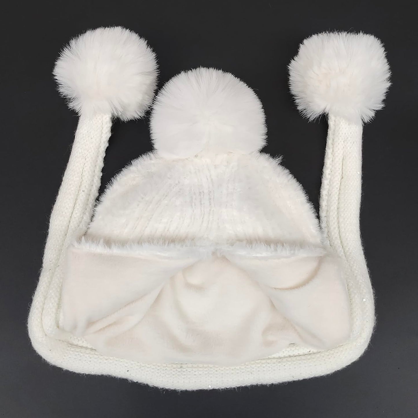 HUAMULAN Women Winter Sherpa Beanie Hats Knit Ear Flaps Peruvian Cover Ears Fleece Lined Fluffy Ski Snow Hat Pompoms