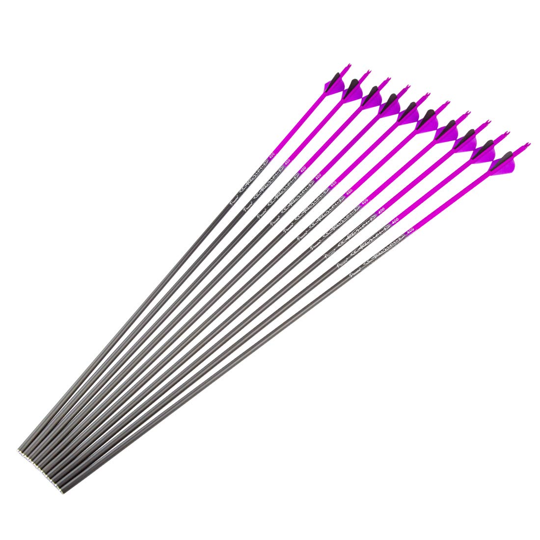 Pinals Archery 28" 30" 300 340 350 400 Spine Carbon Hunting Arrows for Compound Recurve Bow Practice Target 30 Inch Camo Arrow Shaft Pack of 12PCS Pink 300
