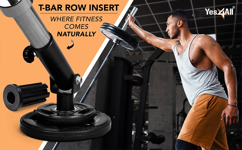 Yes4All T-Bar Row Plate Post Insert Landmine – Fit 2” Olympic Bars – Full 360° Swivel & Easy to Install (Black)