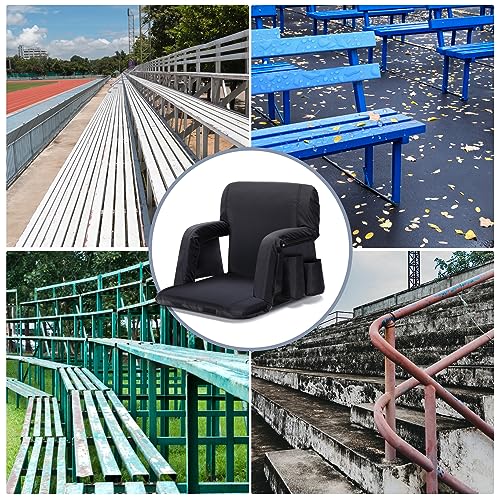 Sportneer Stadium Seats for Bleachers, Bleacher Chairs with Back and Cushion Bleacher Seats with Back Support Padded Stadium Chair with Armrests 6 Reclining Positions for Sport Events Camping Beaches