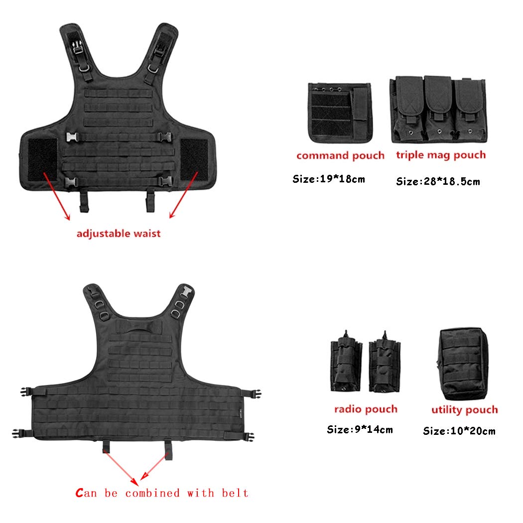vAv YAKEDA Tactical Airsoft Swat Vest for Men (Liaght Black)