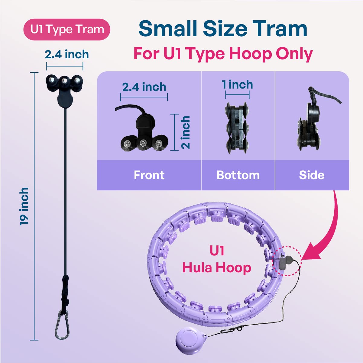 Leann L!fe Replacement Tram Wheels with Rope and Clip for Our U1 Type Weighted Hula Hoop for Adults Weight Loss, Exercise Equipment, Part for Infinity Hoop Plus Size, Small Size