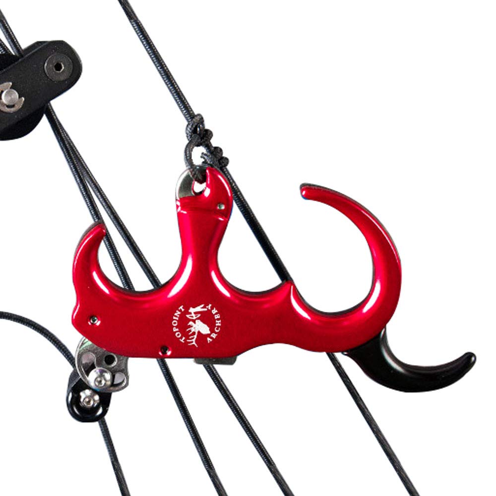 SHARROW Bow Release Aid 3/4 Fingers Automatic Archery Release Aluminium Alloy Thumb Trigger for Compound Bow Accessory (Red)