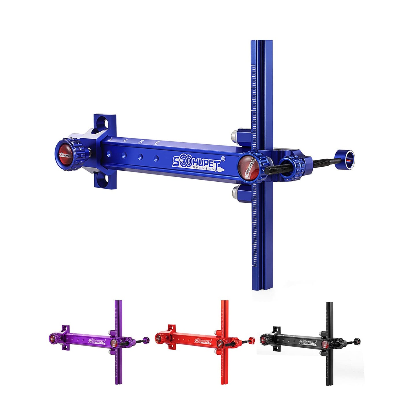 Upgraded 6 Inch Archery Recurve Bow Sight, SOOHUPET Accessories T Shape Archery Shooting Target Sight Adjustable Bowsight with Optical Fiber Pin Sight for Target Practice (Blue)