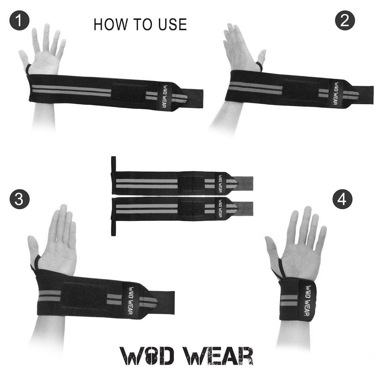 WOD Wear Wrist Wraps (Blue - White Stripe)
