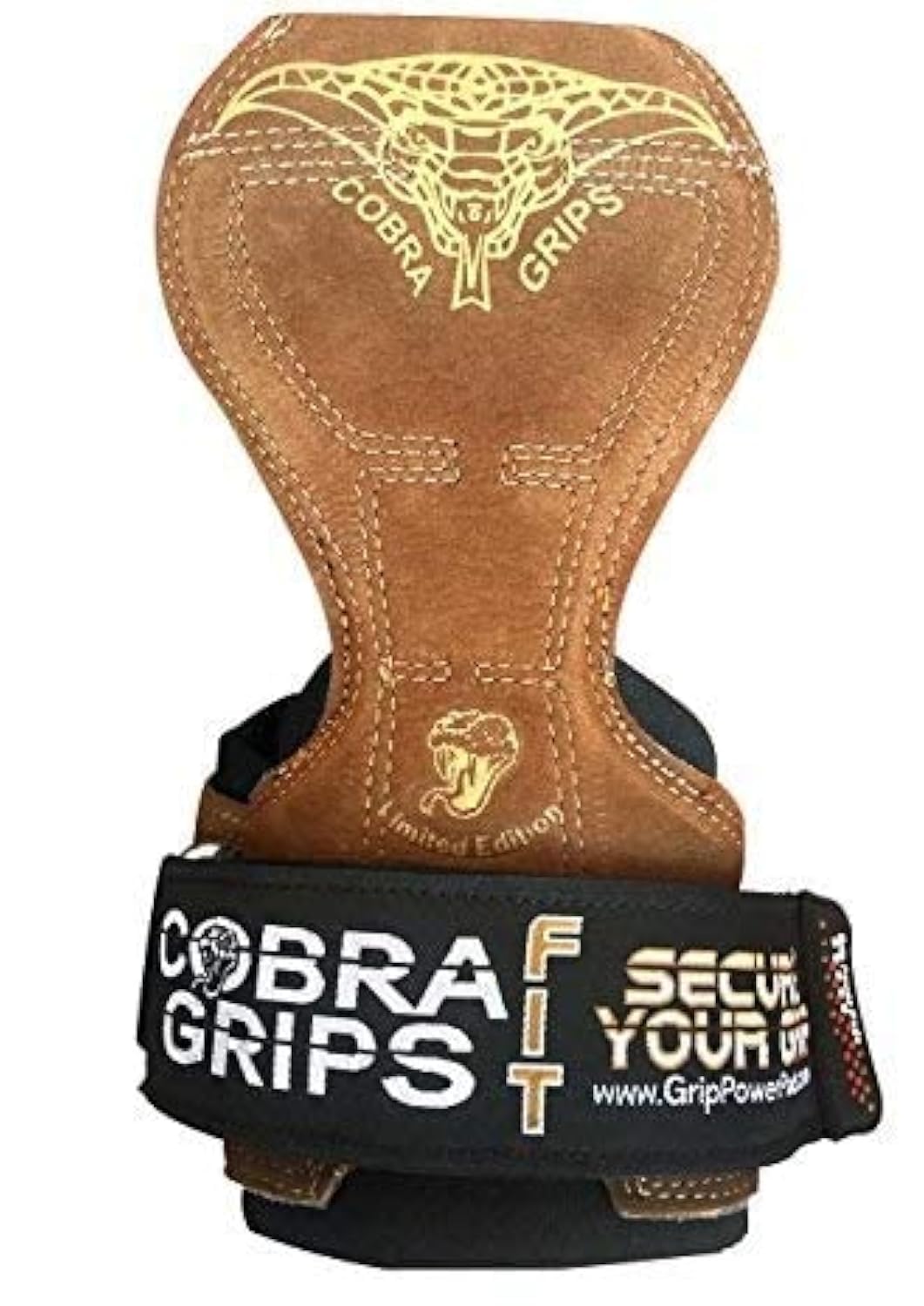 Cobra Grips FIT Brown Leather Weight Lifting Gloves Heavy Duty Straps Alternative to Power Lifting Hooks for Deadlifts with Built in Neoprene Padded Wrist Support (FIT Brown Leather)