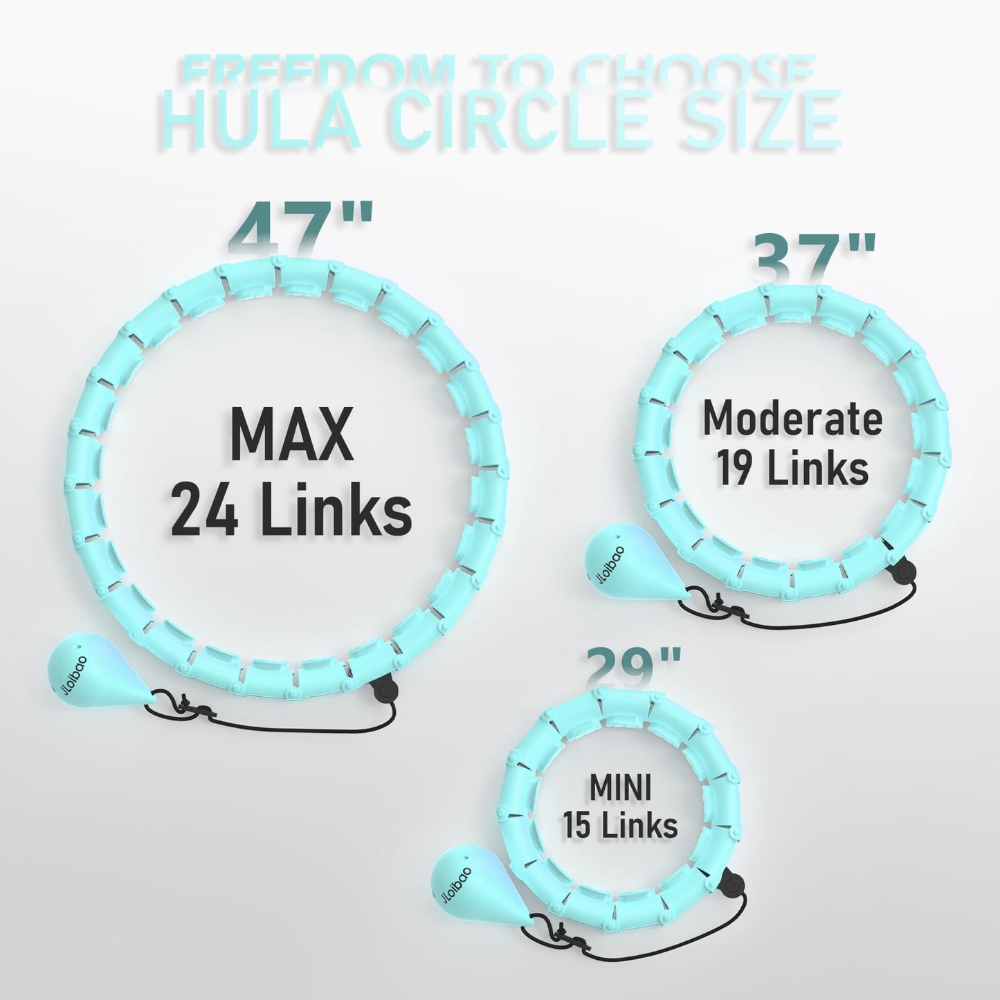 JLoibao Weighted Hula Circle with 24 Links for Adults Weight Loss, Infinity Fitness Hoop Plus Size, for Women Smart Exercise Equipment