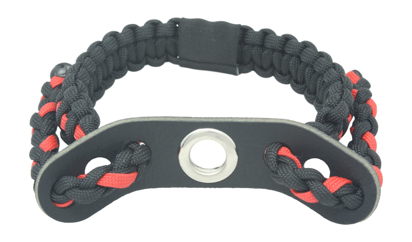 Ten Point Gear Realtree® Paracord Archery Bow Wrist Sling - 100% Full Grain Leather 550 Paracord (Thin Red Line)