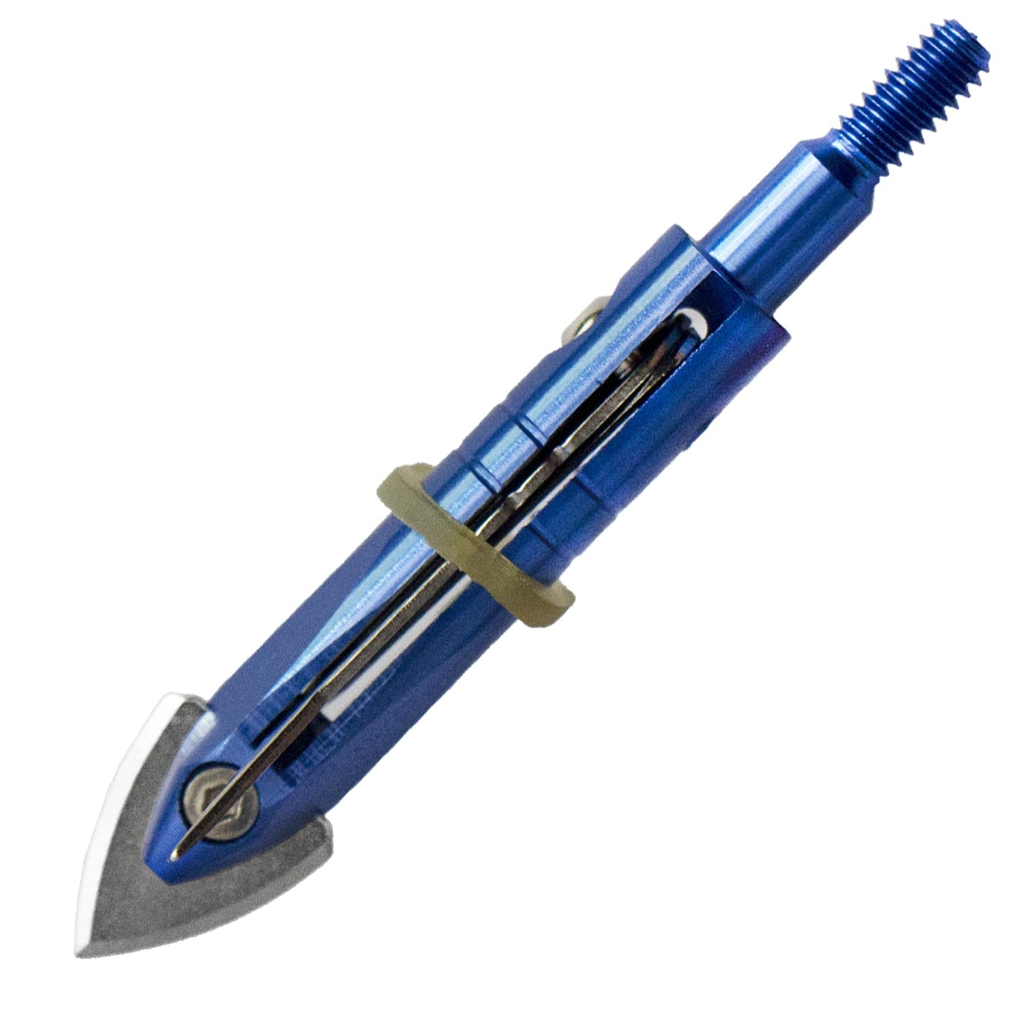 e5e10 12pcs Hunting Broadheads 100 Grain Archery Broadheads New Stell Broadheads + 1 pcs Black Broadhead Case for Arrowheads (Blue)