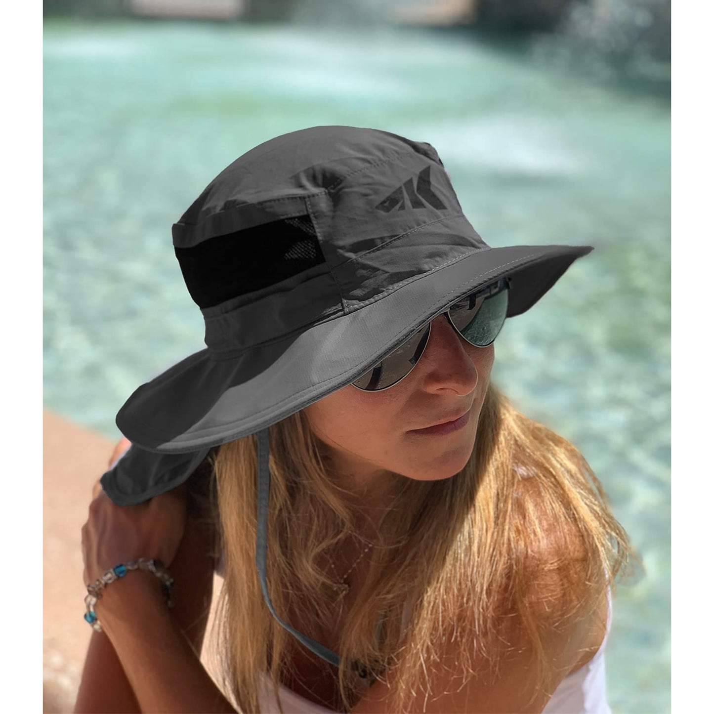 KastKing UPF 50 Boonie Hat Fishing Hat with Removable Neck Flap Sun Hats,Gray