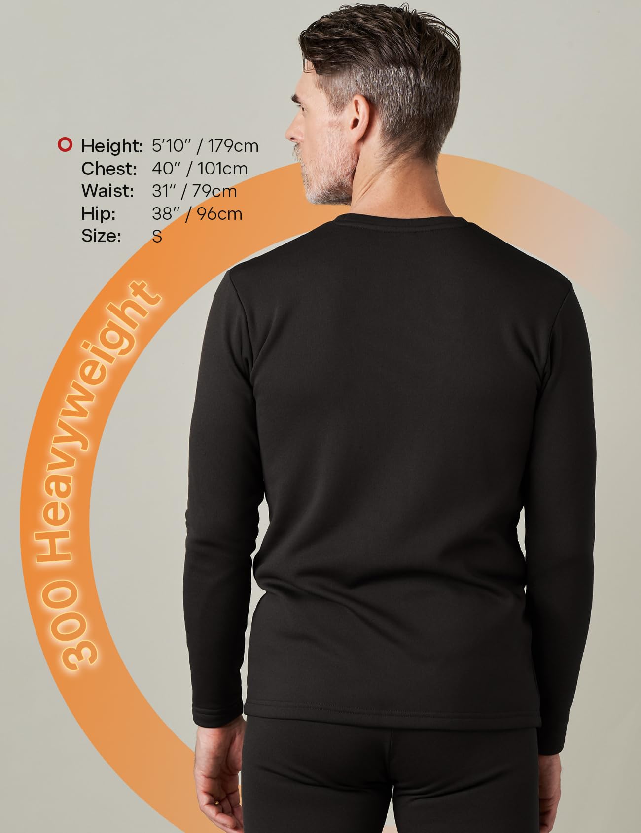 LAPASA Men's Thermal Underwear Top Crewneck Long Sleeve Shirt Base Layer Heavyweight Winter Thermoflux 300 M26 Medium Black