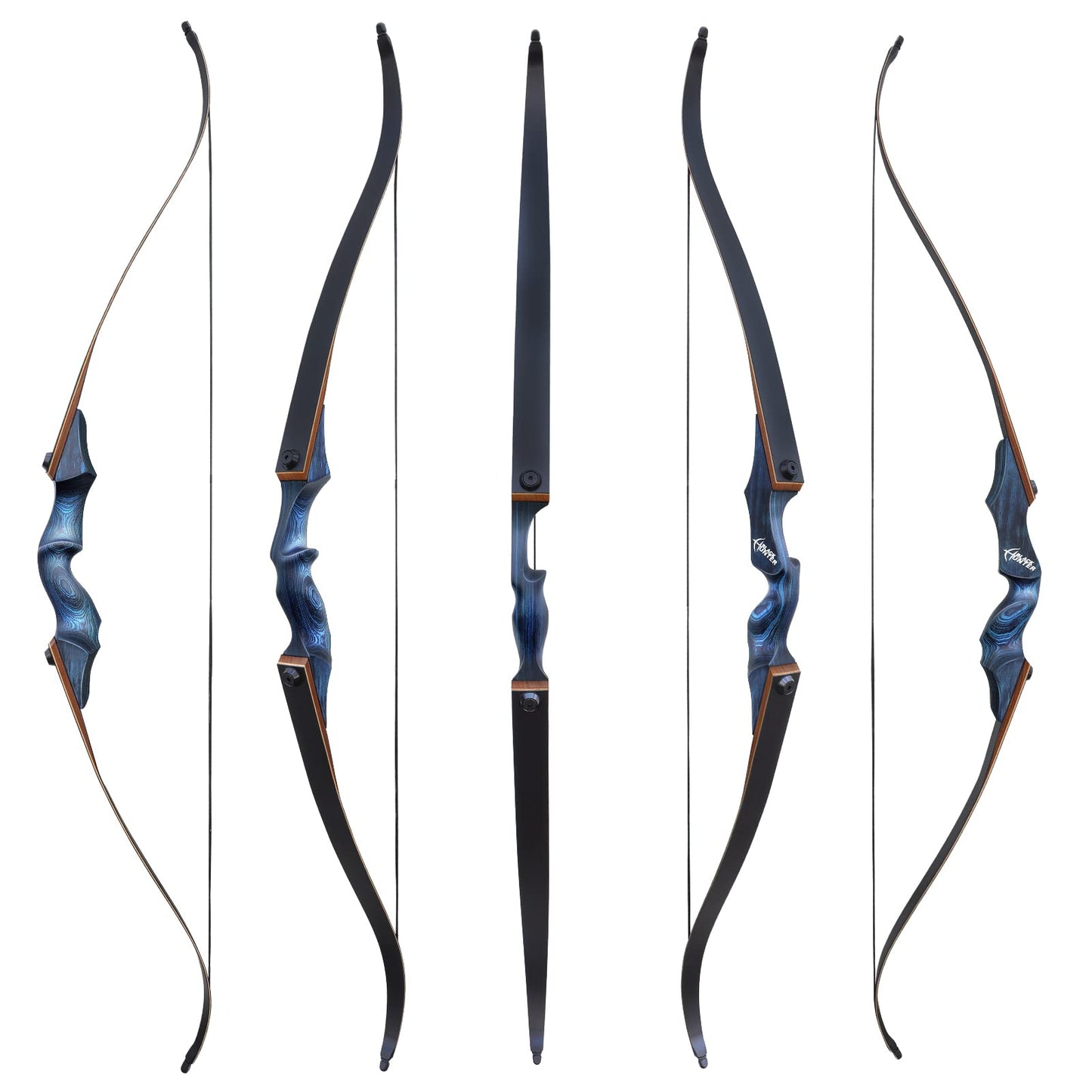 OBTOUTDOOR Black Hunter Original Takedown Recurve Bows for Adults Archery Recurve Bow Set 60" 20-60 lbs Right Hand for Outdoor Targets Practice Hunting Training Competition (Blue-40lbs)