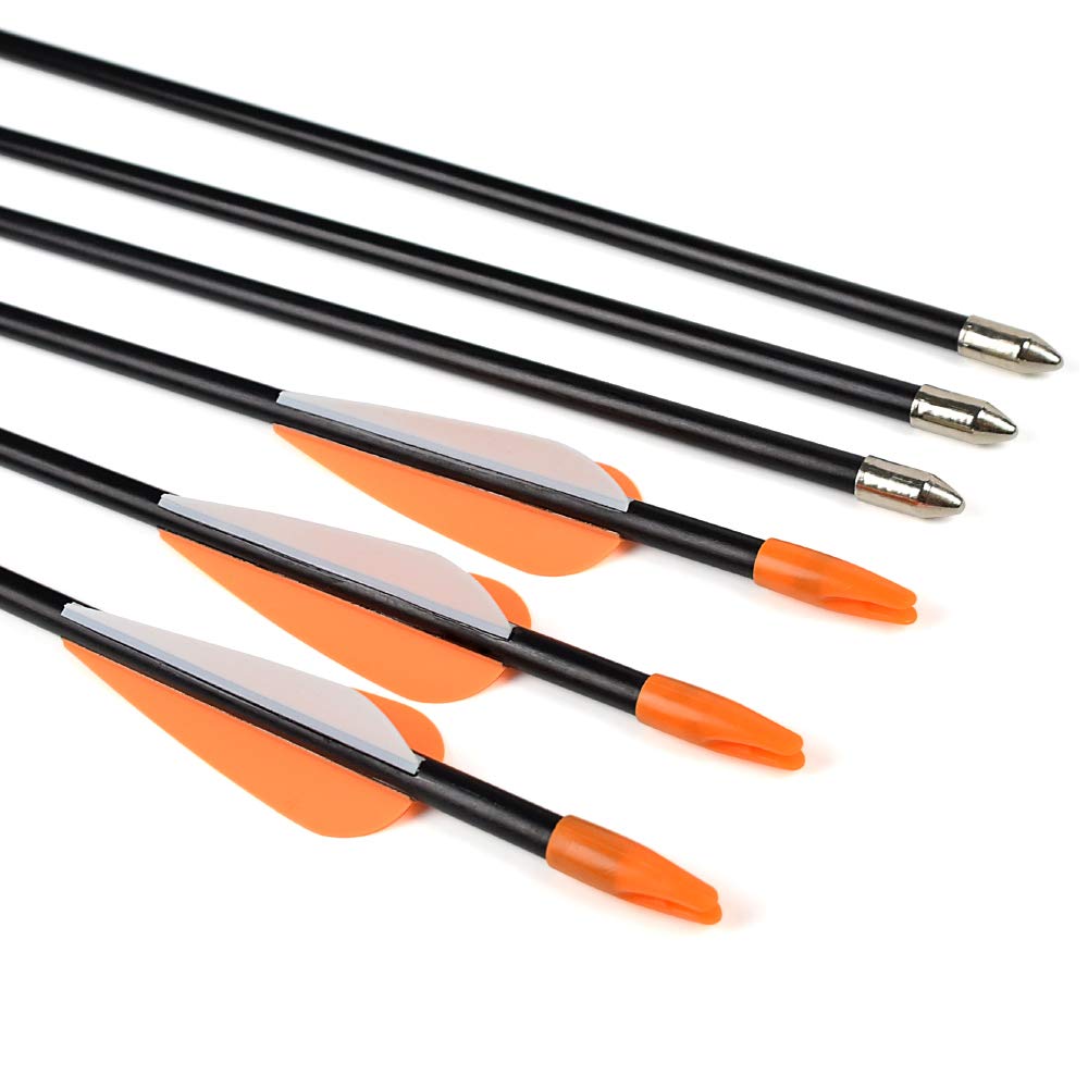 Archery Practice Fiberglass Arrows 30 Inch Target Shooting Safetyglass Recurve Bows Suitable for Youth Children Woman Beginner 12PCS