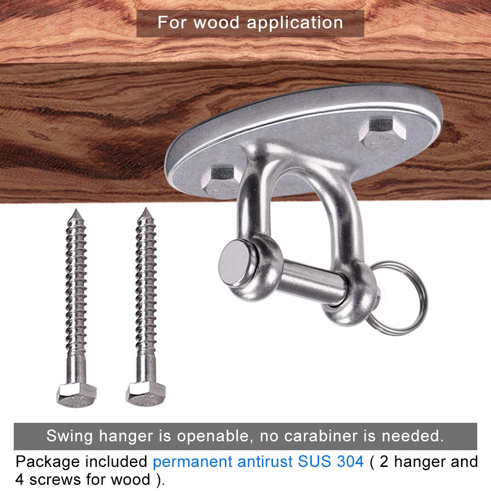 BeneLabel Wall Ceiling Mounts for Suspension Training - Heavy Duty Stainless Steel Brackets for Yoga Swing, Hammock, Resistance Band, Battle Rope - Indoor & Outdoor Use - Set of 2 with Screws