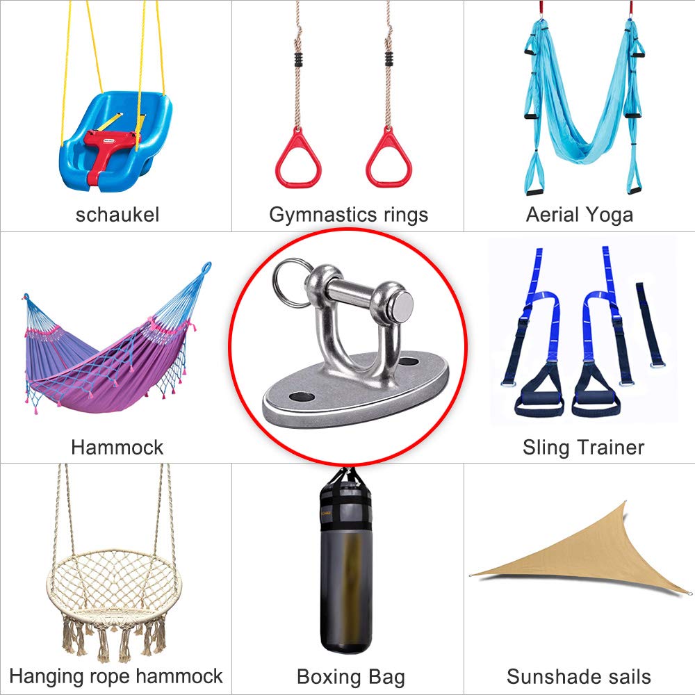 BeneLabel Wall Ceiling Mounts for Suspension Training - Heavy Duty Stainless Steel Brackets for Yoga Swing, Hammock, Resistance Band, Battle Rope - Indoor & Outdoor Use - Set of 2 with Screws