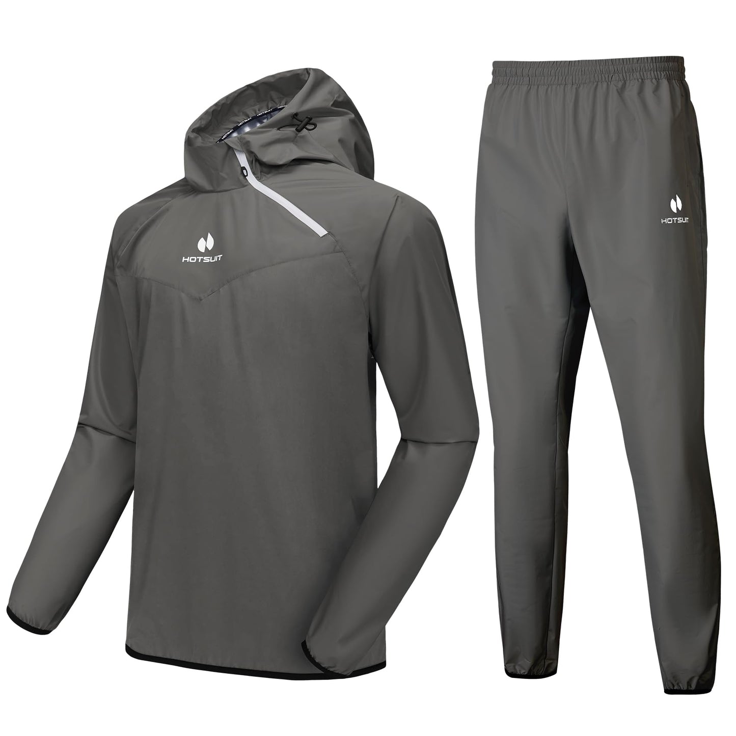 HOTSUIT Sauna Suit for Men Sweat Sauna Jacket Pant Gym Workout Sweat Suits, Dark Gray, S