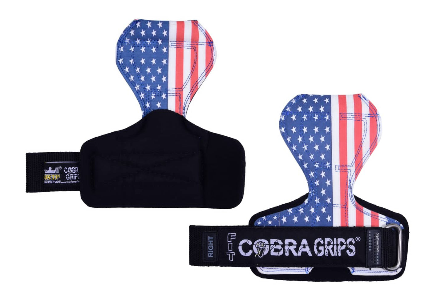 Cobra Grips PRO Weight Lifting Gloves Heavy Duty Straps Alternative Power Lifting Hooks For Deadlifts Adjustable Neoprene Padded Wrist Support Bodybuilding (FIT USA FLAG Leather)