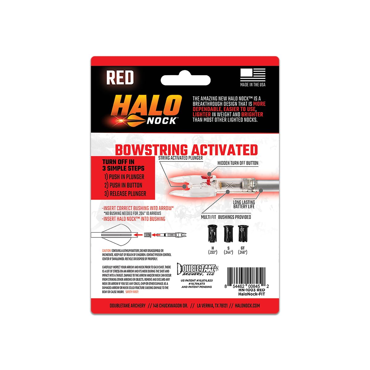 Halo Nock FIT Lighted Nocks for Archery & Bowhunting, Fits .204, 233, & .244-.246 Internal Diameter Arrows, Red, 3-Pack