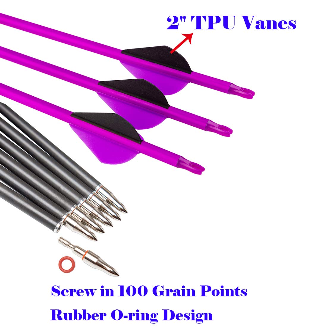 Pinals Archery 28" 30" 300 340 350 400 Spine Carbon Hunting Arrows for Compound Recurve Bow Practice Target 30 Inch Camo Arrow Shaft Pack of 12PCS Pink 300